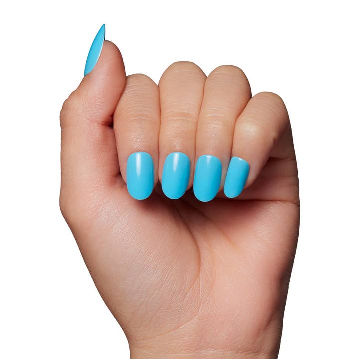 Glamnetic - Wholesale Press-On/Fake Nails - Azure Blue Press-On Nails | Short Round Length | Solid Nails