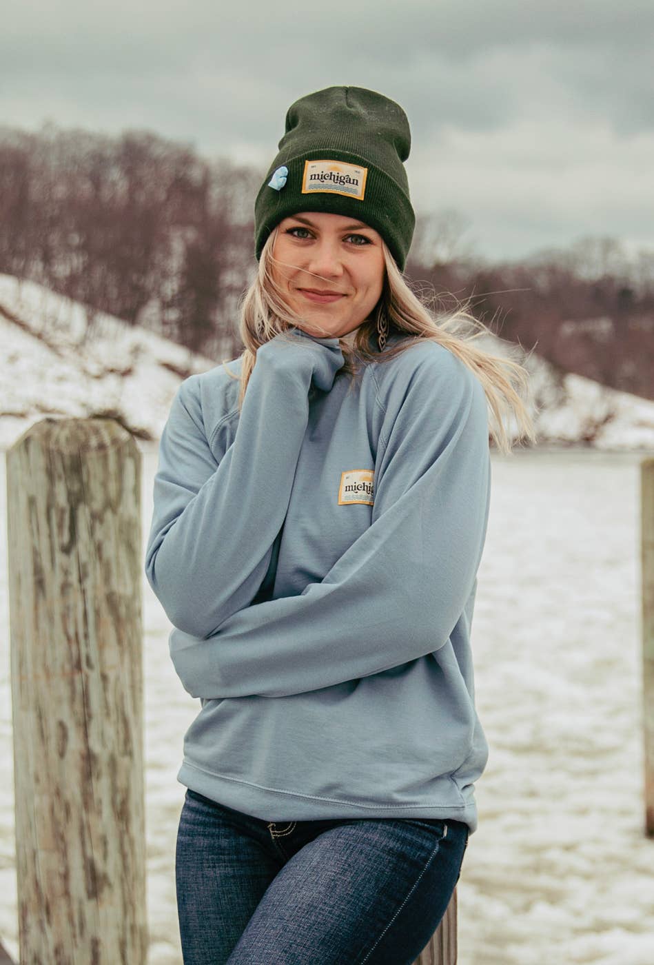 Stuck on Michigan - Vente Sweat-shirt – unisexe - Chandail ras du cou léger Michigan Patch0