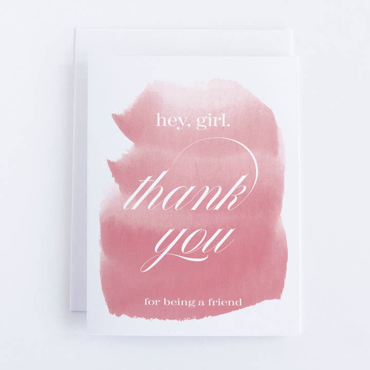 "Hey, Girl." Thank You Greeting Card for wholesale by Paperie by MJ