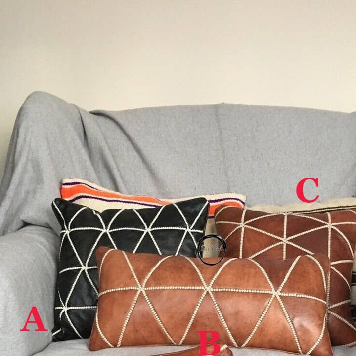 Leather Throw Pillow - Leather pillow cover for wholesale by DarKech