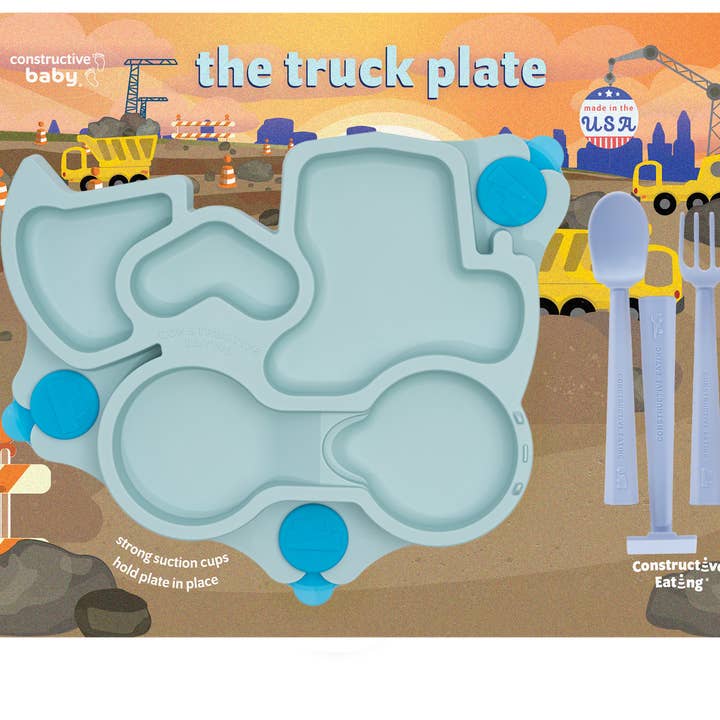 Constructive Eating - Wholesale Dinner Plate - Kids & Baby - Truck Suction Plate and Training Utensils8