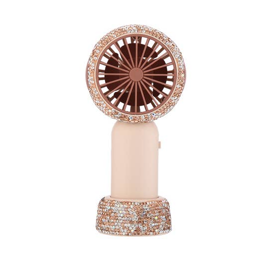 Rhinestone Rechargeable Hand Held Fan for wholesale by Nima Accessories Inc