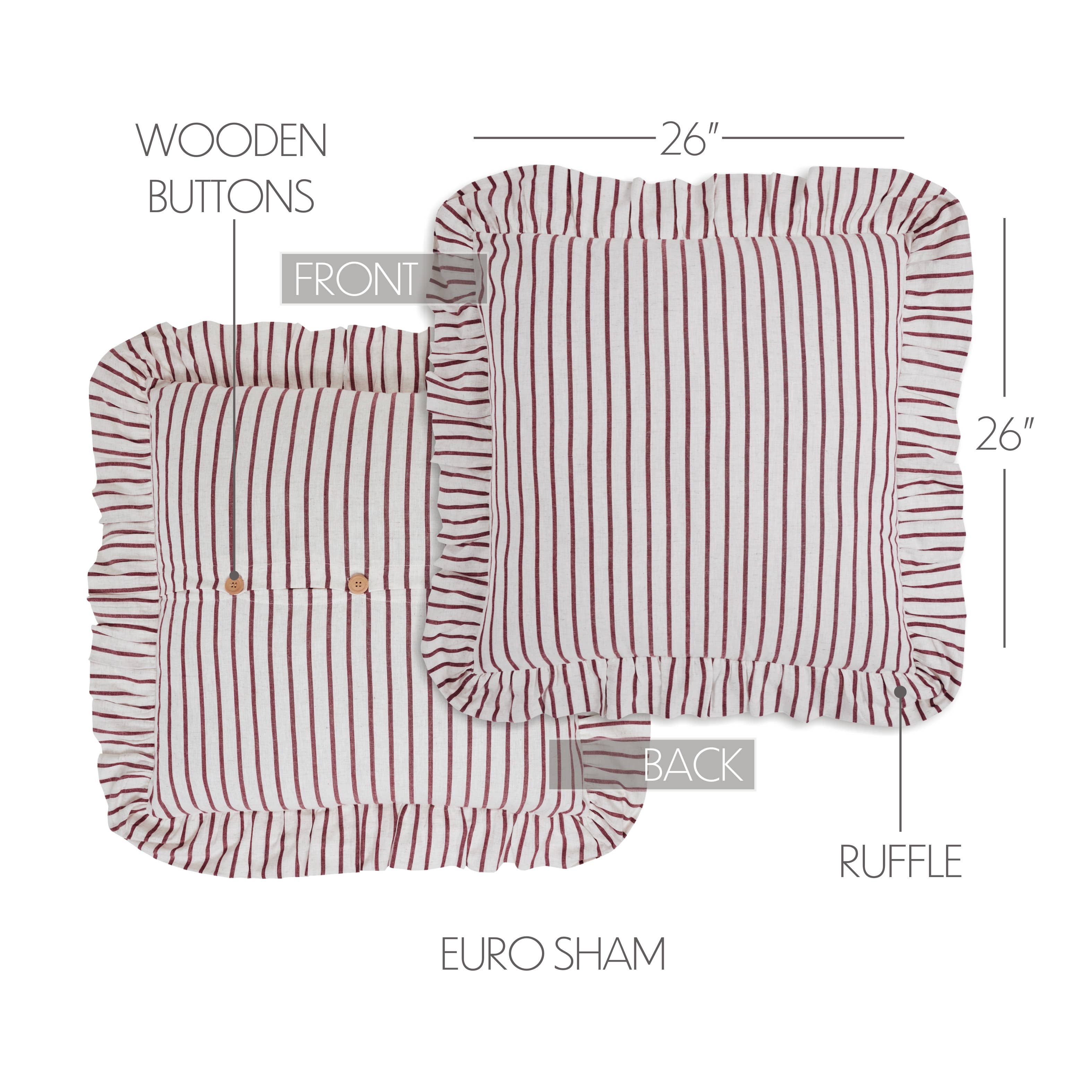 VHC Brands - Wholesale Bedding Pillowcase/Sham - Celebration Fabric Euro Sham 26x263