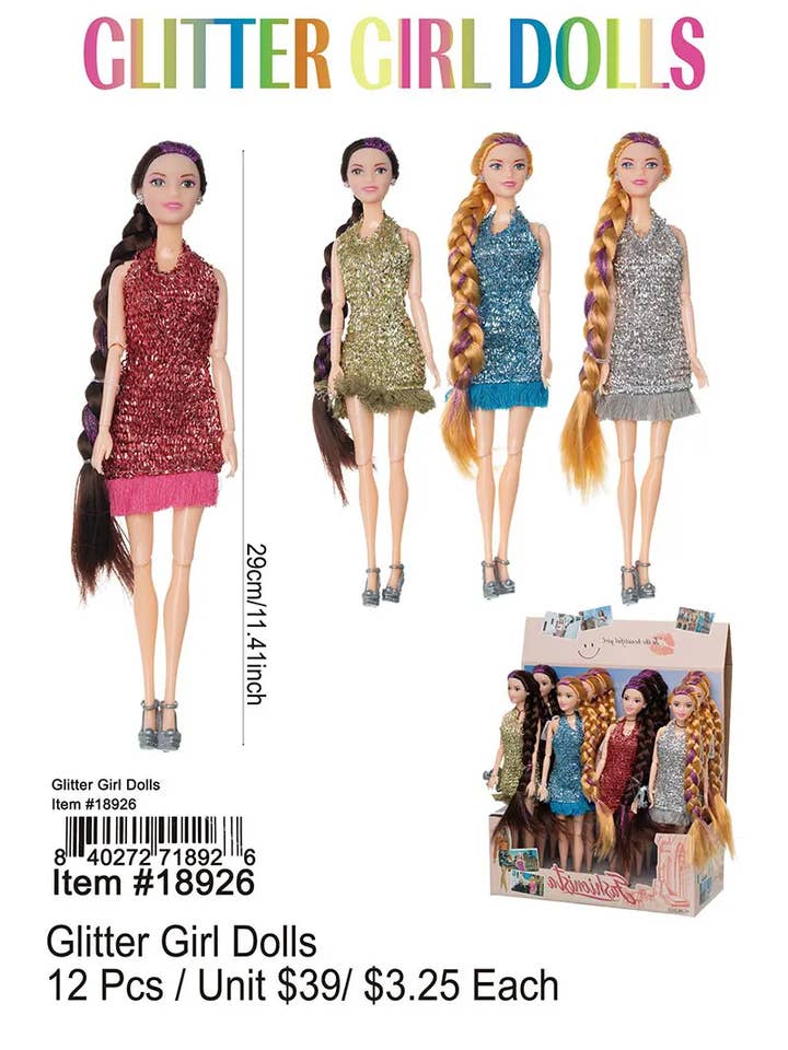 Glitter Girl Dolls 12 Pcs. . for wholesale by Puka Creations