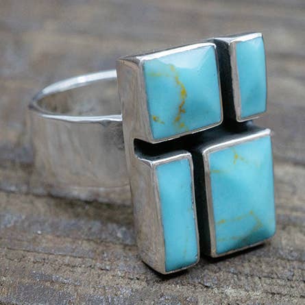 Turquoise Mosaic Ring for wholesale by Corazón Sterling