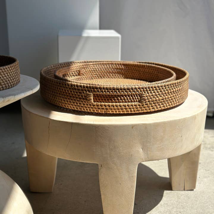 Office Objets - Wholesale Basket - Set of three handcrafted Indonesian wicker baskets in natural rattan (caramel)1