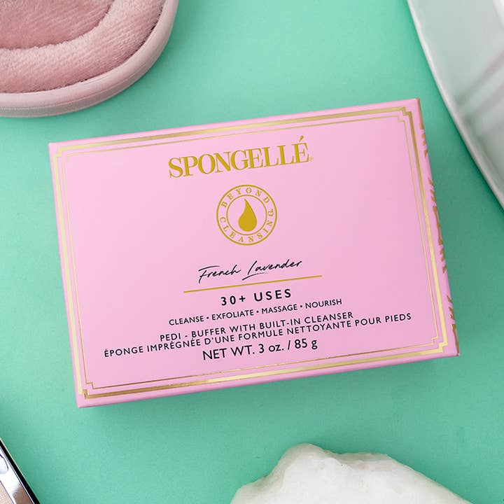 French Lavender Pedi Buffer | Bath & Body | Spa Products for wholesale by Spongellé | Christmas 2025 | Stocking Stuffers | Gifts