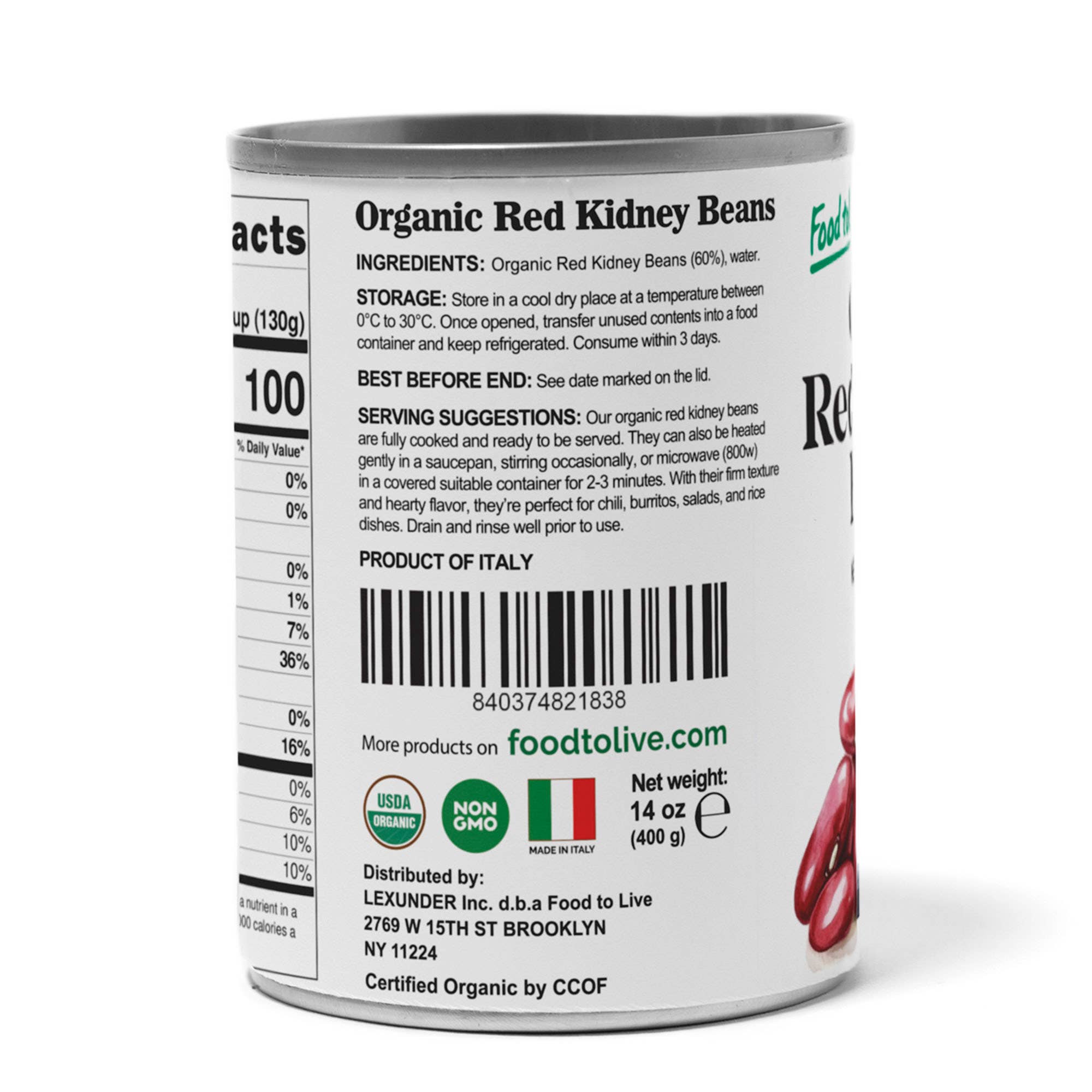 Food To Live - Wholesale Beans - Organic Canned Red Kidney Beans – Unsalted, Non-GMO, Vegan. Ready to Eat. Perfect for Salads, Soups, Pasta e Fagioli. Wholesale – by Food to live6