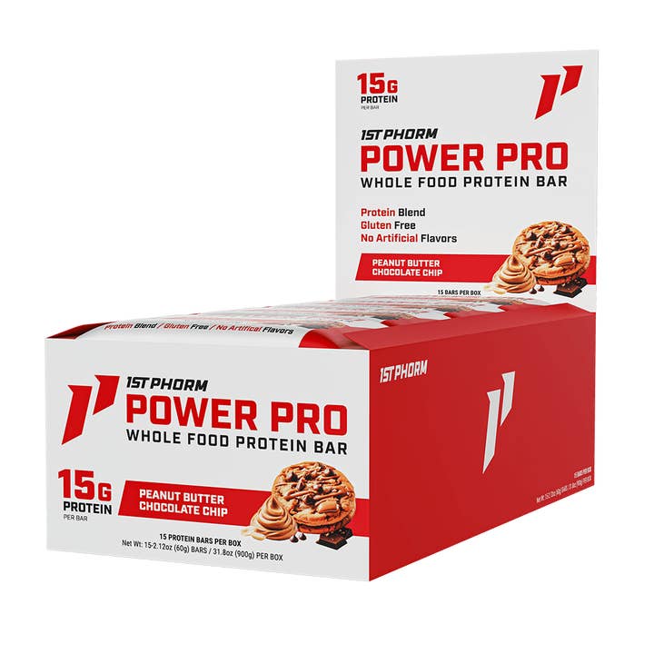 Power Pro Protein Bar, Peanut Butter Chocolate Chip - 15 Bars/Carton, 6 Cartons (90 Bars) for wholesale by 1st Phorm