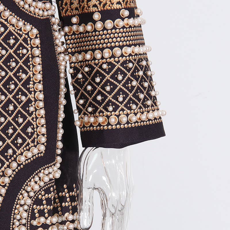 Color as pictures CT95 Beaded V-Neck Long-Sleeve Trench Coat for Women for wholesale on Faire7