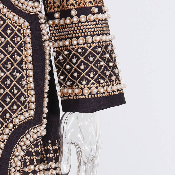 Color as pictures CT95 Beaded V-Neck Long-Sleeve Trench Coat for Women for wholesale on Faire7