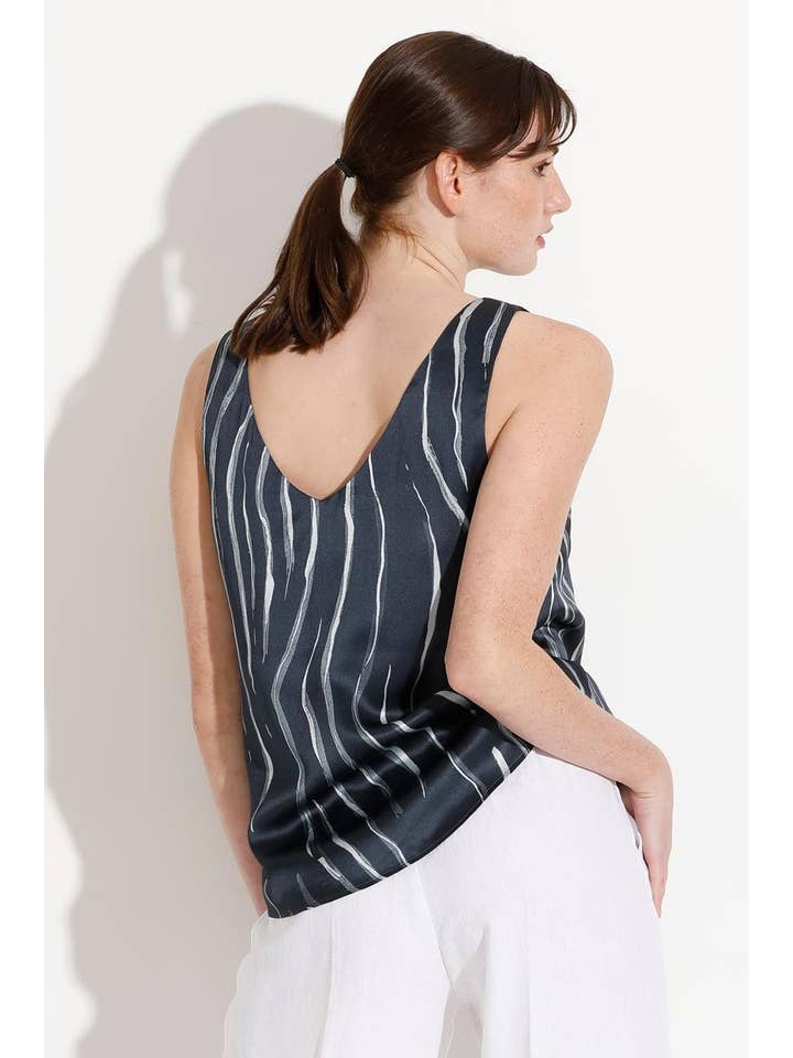 Tidløse Sands Avalon - Trykt silke ærmeløs top - Australian Made for engroshandel på Faire1