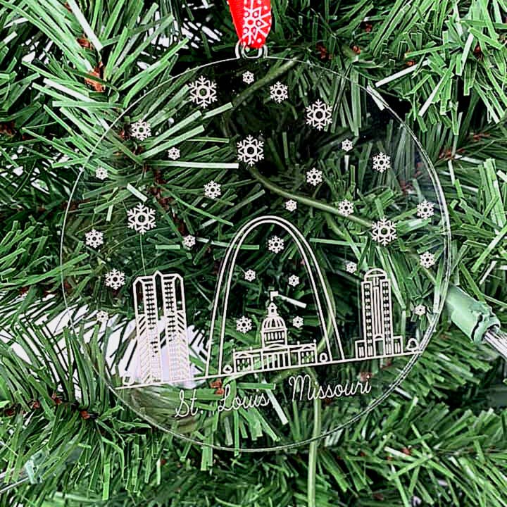 St. Louis Missouri Skyline Christmas Ornament for wholesale by Sleepy Magnolia Designs