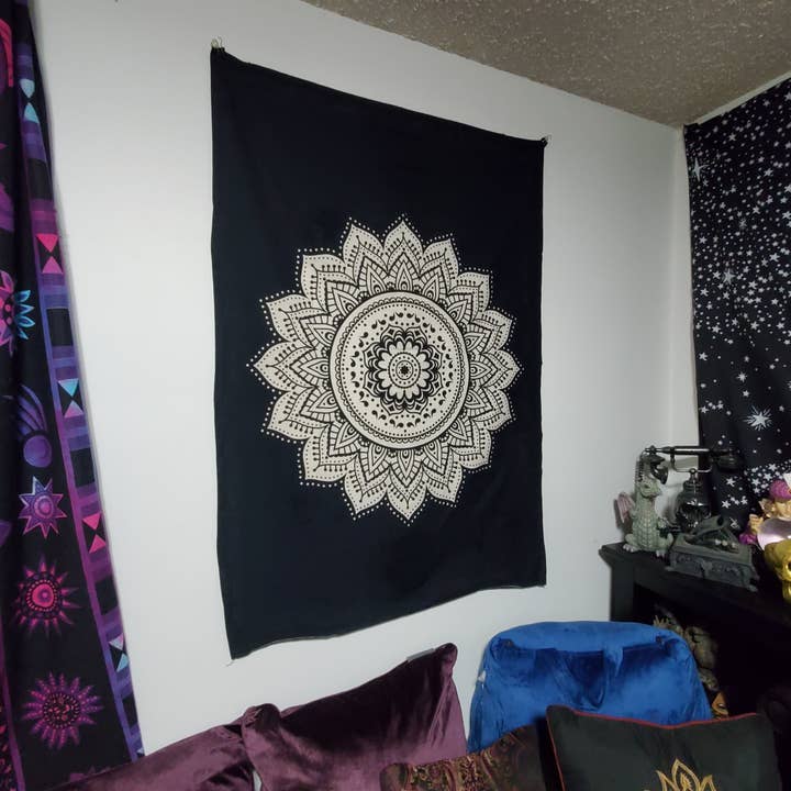 Mini Black White Mandala Tapestry for wholesale by Freebird Revolution
