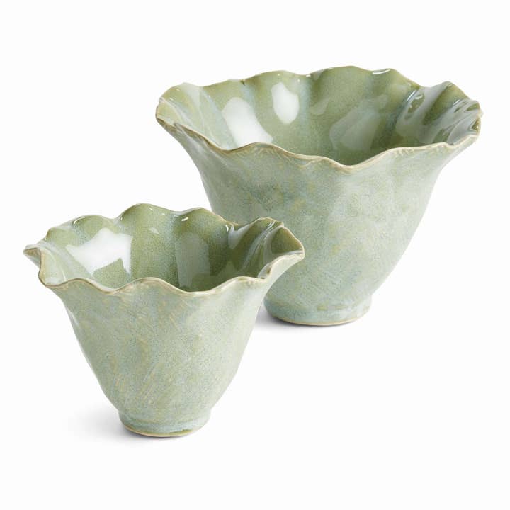 Morgan Pots, 2pc - Seafoam Ceramic Planters with Drain Hole for wholesale by Napa Home & Garden