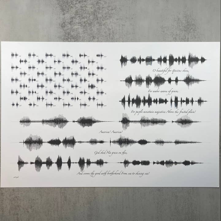 Amerika Det Vackra Ljudvågsflagga Väggkonst Tryck 30x45cm för wholesale av The Soundwave Booth