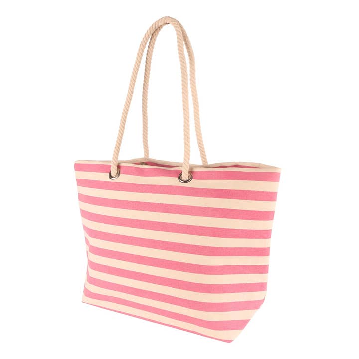Rinkit Ltd - Wholesale Beach Bag - Striped Canvas Tote Beach Bag - 55cm x 36cm Nicola Spring7
