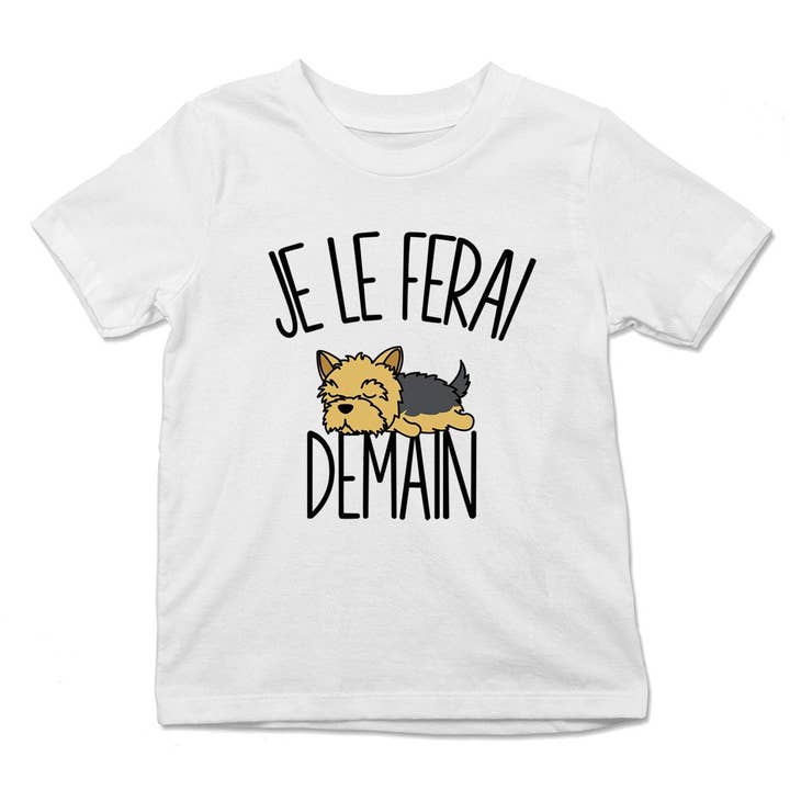 Yorkshire T-shirt til børn | I'll Do It Tomorrow | Bodies Collection Søde sjove dyr for engroshandel hos Planetee