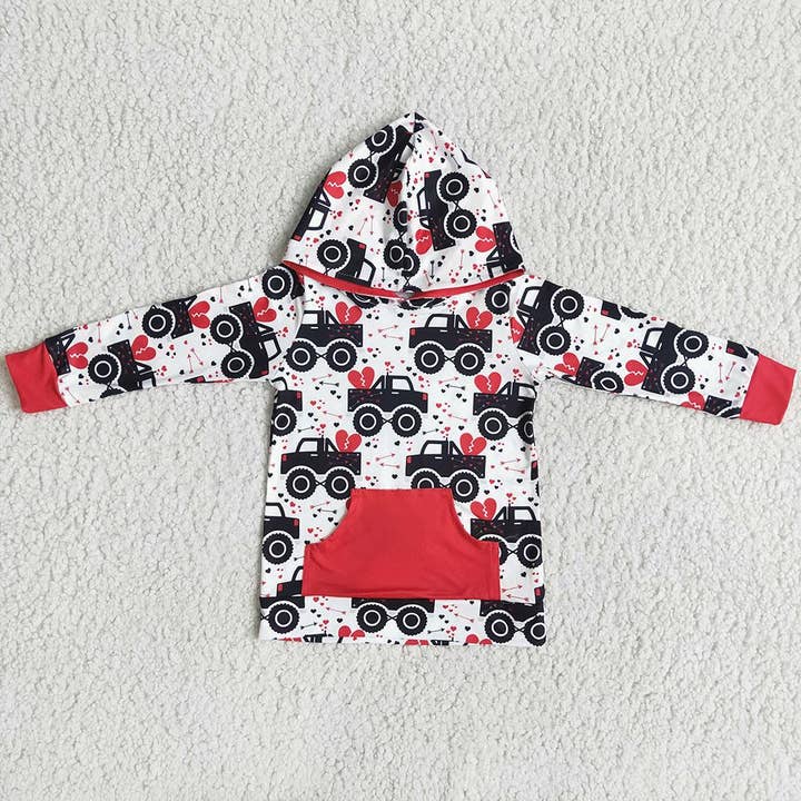 Aier Wholesale - Wholesale Hoodie - Kids - Boys tractor Valentines hoodie top