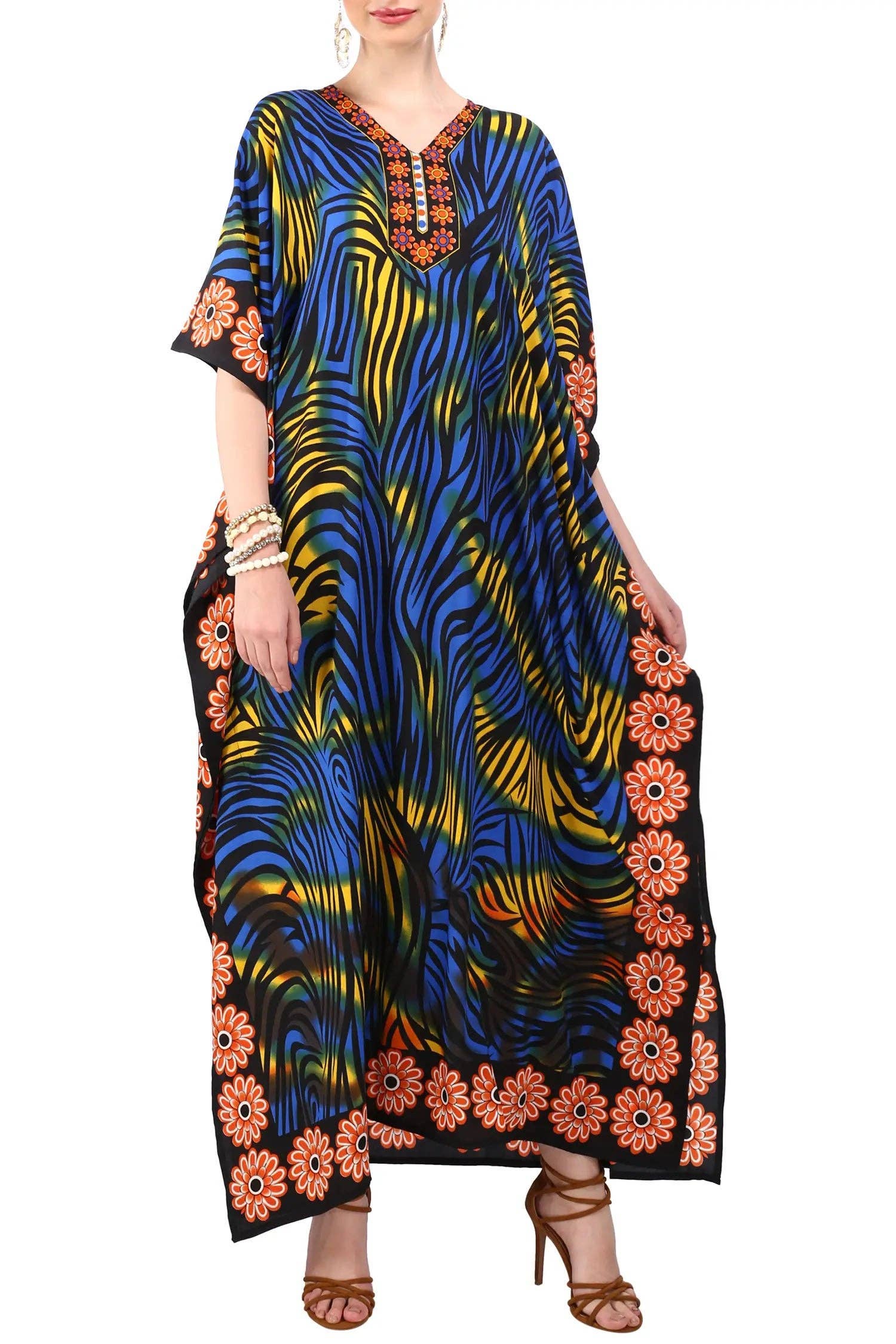 Miss Lavish London - Wholesale Kaftan - Women's - Women Long Kaftan Summer Caftan Dress, 2 Colors S-3XL, 6010