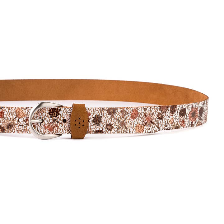 VALTICO - Wholesale Belt - Women's - Leather belt with floral tapestry.1