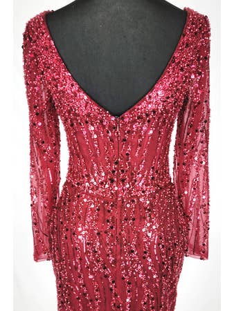 Chicas - Wholesale Dress - Women's - Long Dress With Sleeves, Beading, and Sequins. C353