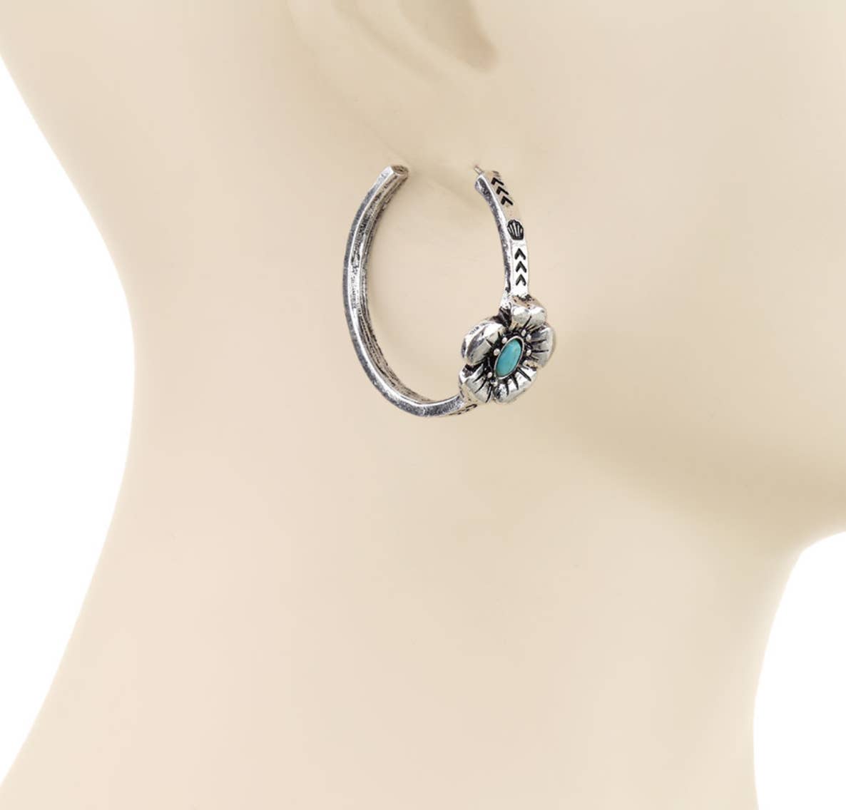 Boho Ranch Shop - Wholesale Hoop Earrings - 1.50” Western Flower Hoops Earrings 1