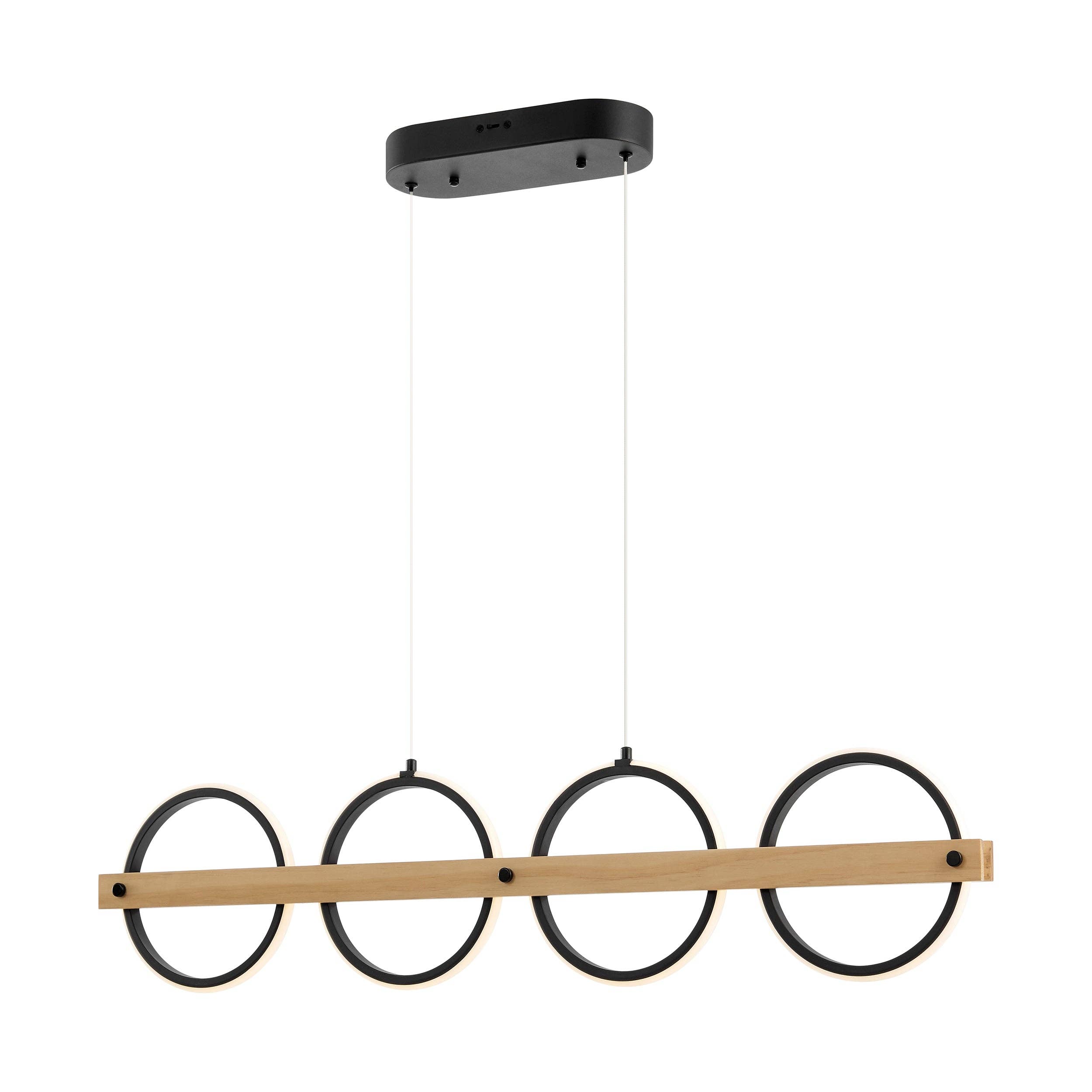 Finesse Decor - Wholesale Chandelier/Hanging Light - Chandelier 4 Circles Satin Black & Wood1
