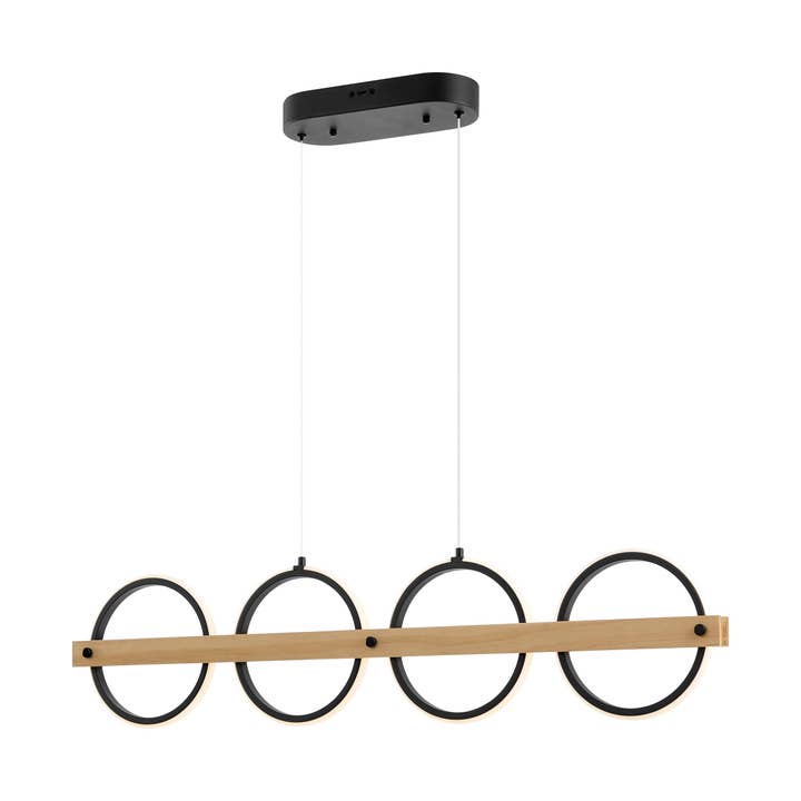 Finesse Decor - Wholesale Chandelier/Hanging Light - Chandelier 4 Circles Satin Black & Wood1