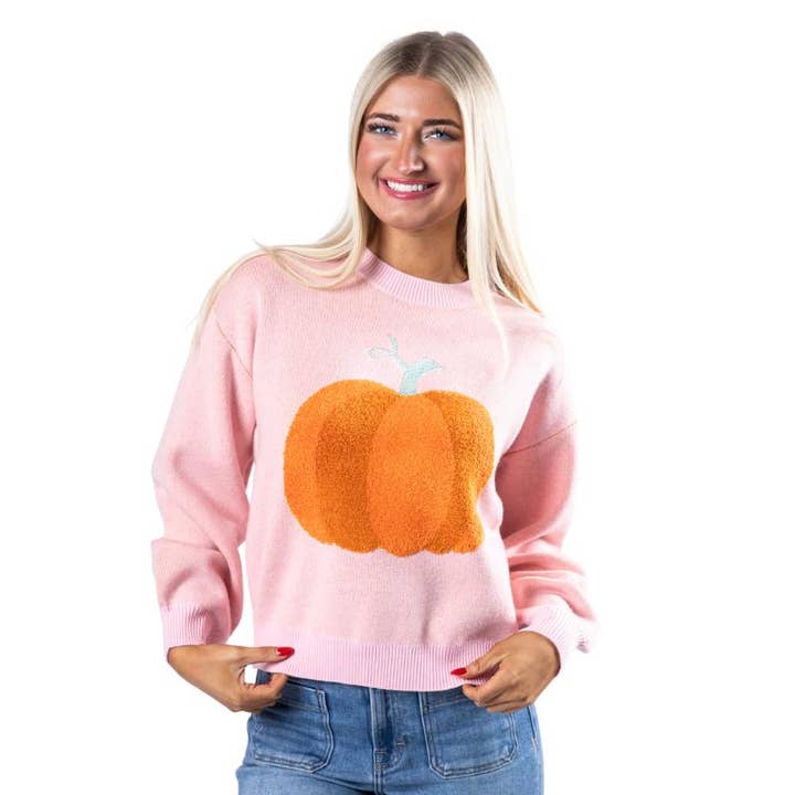Pumpkin Pink Crew Neck Sweater for wholesale by Jane Marie