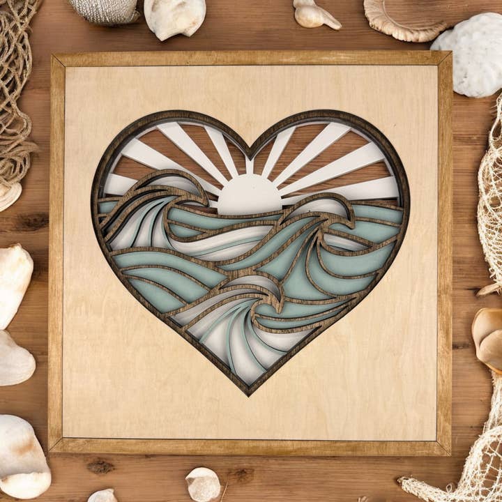 Beach Wave Wood Layered Sign - Beach or Coastal Gift Shop for wholesale by Rocky Knoll Co.