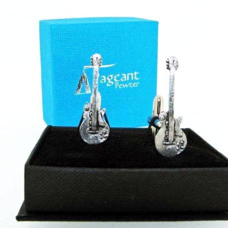 Pewter Electric Guitar (G) Cufflinks for wholesale by Pageant Pewter