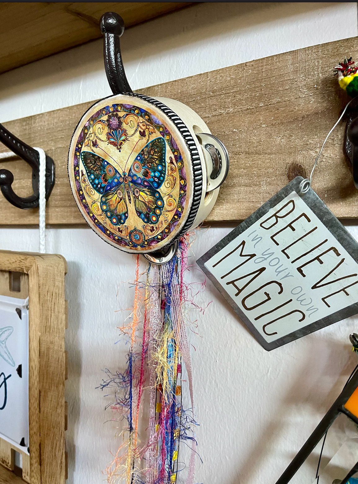 Bodhi Leaf Market - Wholesale Wall Decor - Kids & Baby - Beautiful Art Noveau Butterfly Tambourine and Ribbon 3