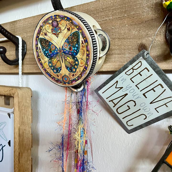 Bodhi Leaf Market - Wholesale Wall Decor - Kids & Baby - Beautiful Art Noveau Butterfly Tambourine and Ribbon 3