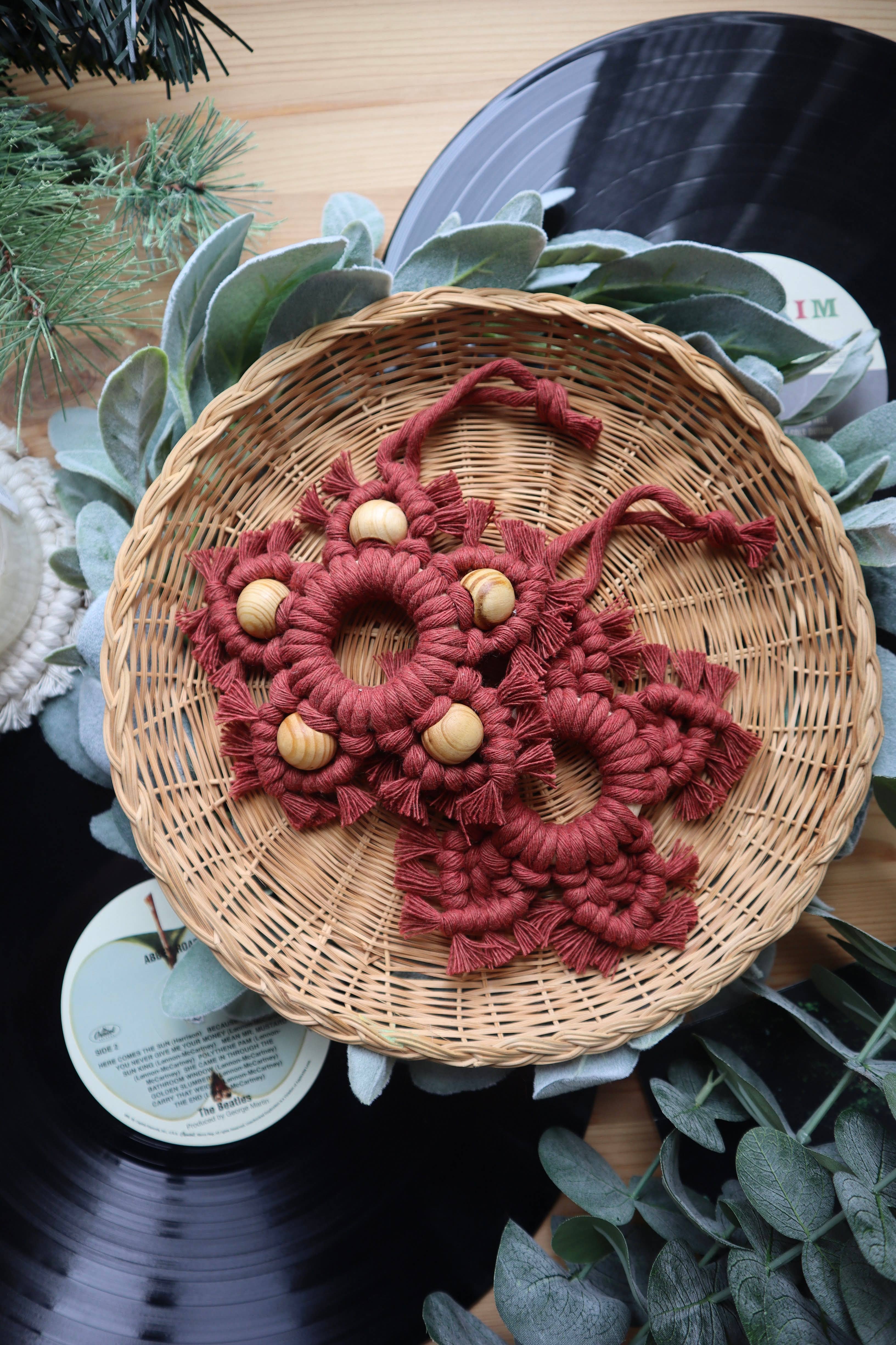 Radically You - Wholesale Ornament - Red Boho Macrame Star Ornament3