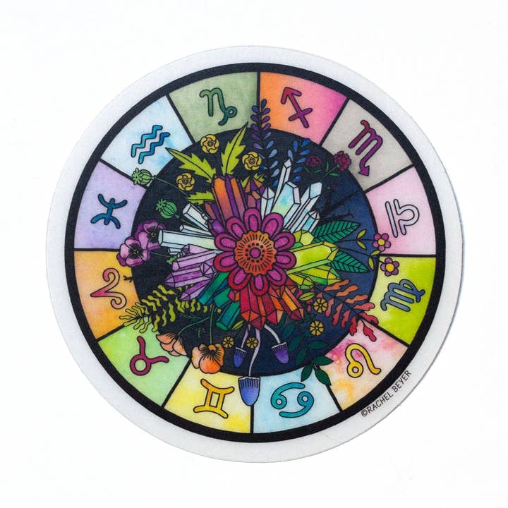 Astrology Wheel Sticker for wholesale by Rachel Beyer