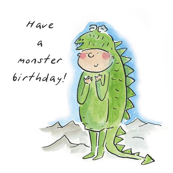 Monster birthday 10cm mini card for wholesale by Inky Blue Ltd t/a Holy Mackerel