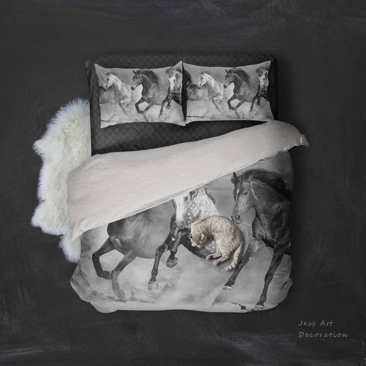Jess Art Decoration - Wholesale Bedding set - 3D Galloping Horse Quilt Cover Set Bedding Set Pillowcases 1291