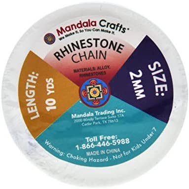 Mandala Crafts - Wholesale Craft Supplies - Mandala Crafts Rhinestone Cup Chain Trim Roll for Jewelry Making, Glass Crystal Glam Decor, Simulated Diamond Bling Wraps, Veils, Cakes