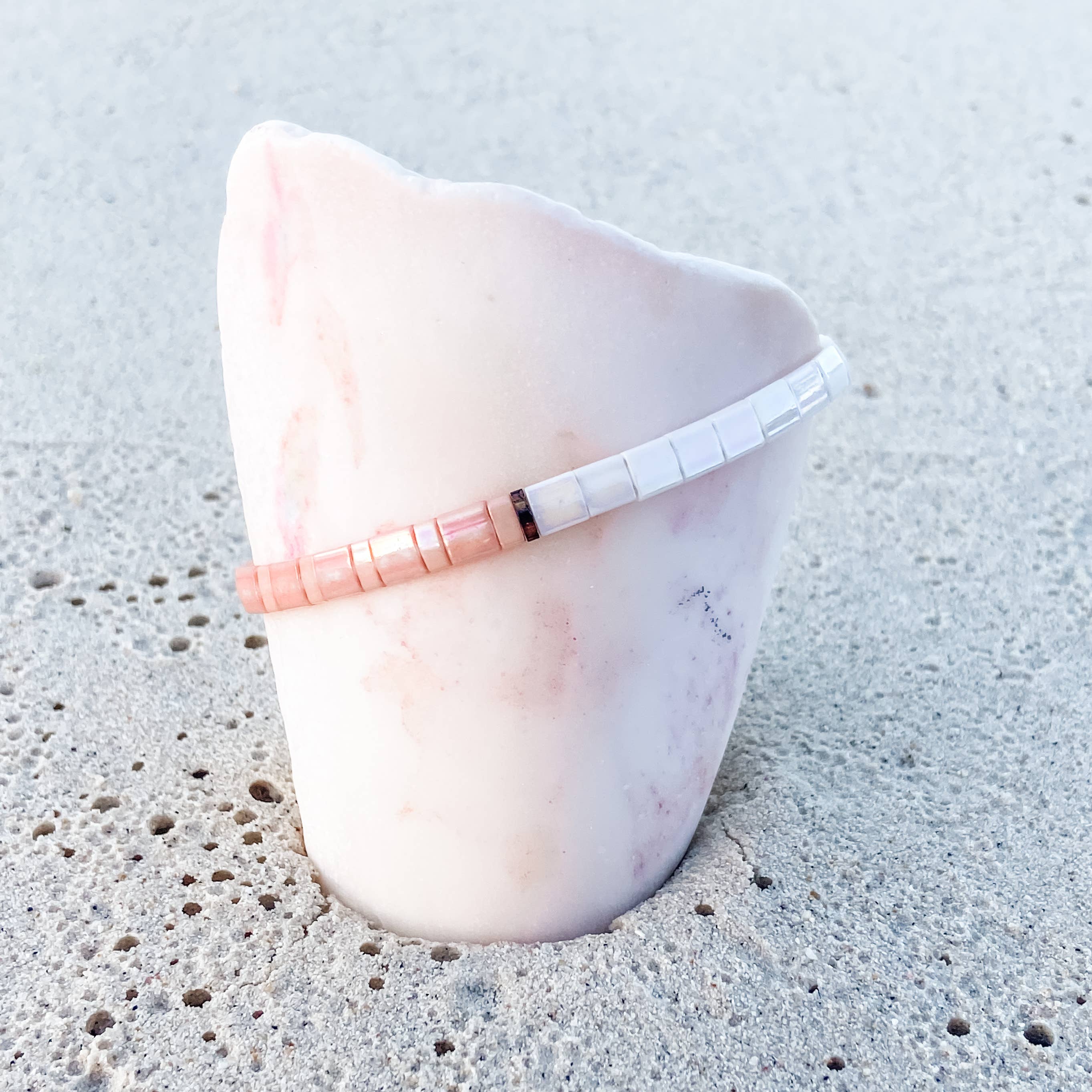 Libbies Bracelets - Wholesale Beaded Bracelet - Coral Handmade Tila Beaded Bracelet