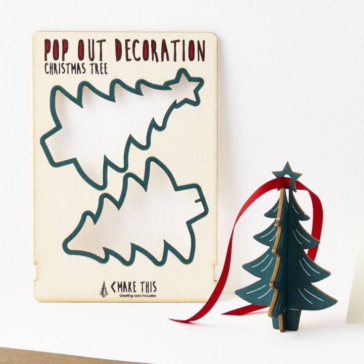 Pop Out Hanging Christmas Tree Card for wholesale by ikonink