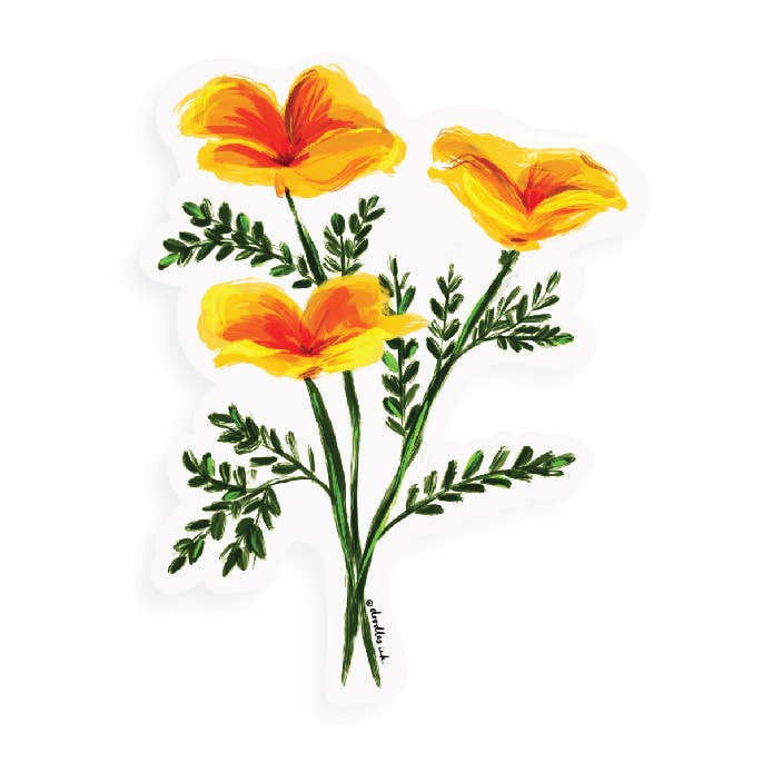Poppies Sticker for wholesale by doodles.ink.