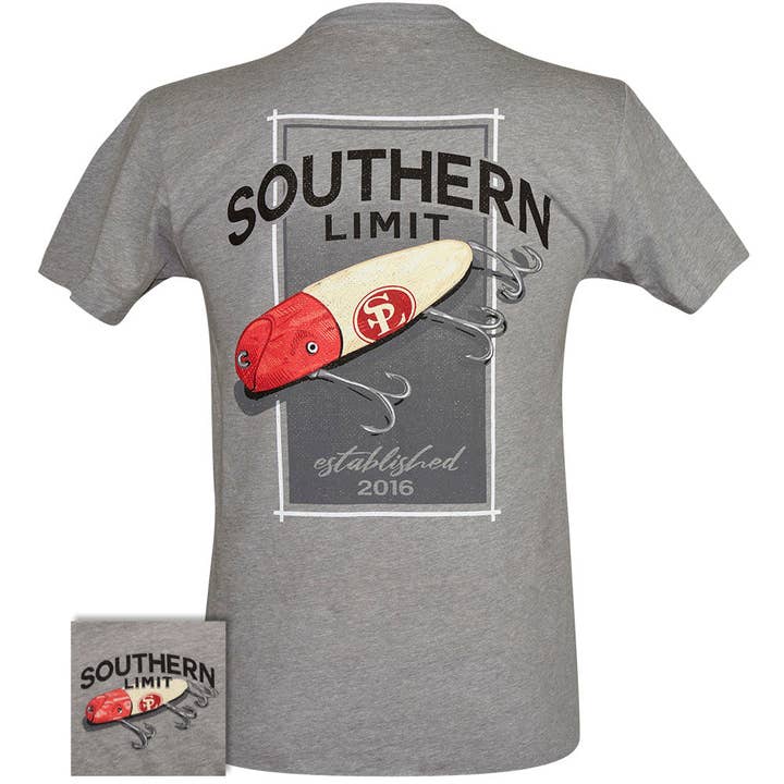 Southern Limit Fishing Bait Heather Grey SS-78 for wholesale by Girlie Girl Originals