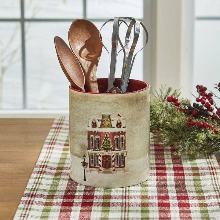 Vintage Town Square Utensil Crock for wholesale by Park Designs