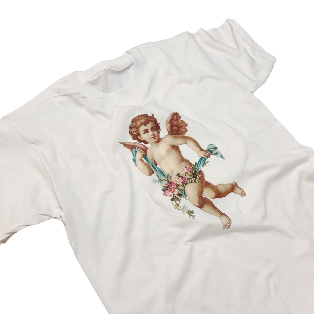 White Cherub Angel T-Shirt Valentines T-Shirt for wholesale on Faire1