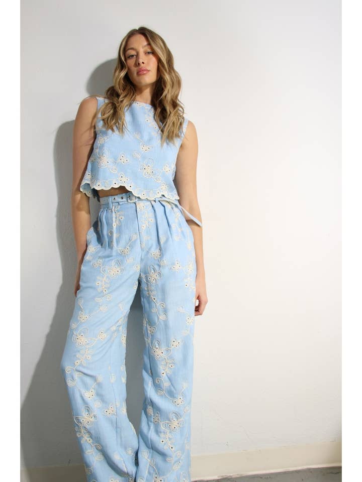 LINEN CROP TOP AND PANTS SET for wholesale by Mulla