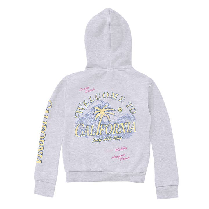 Kids Surf All Day Hoodie-Heather Grey-Girls, Boys for wholesale by Port 213
