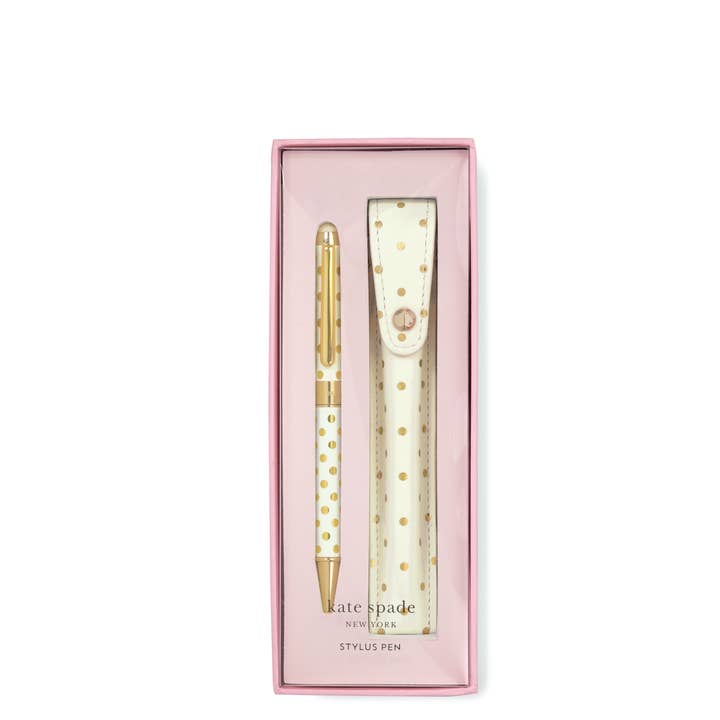 Kate Spade New York by Lifeguard Press - Vente Stylos - Stylet avec pochette, pois dorés1