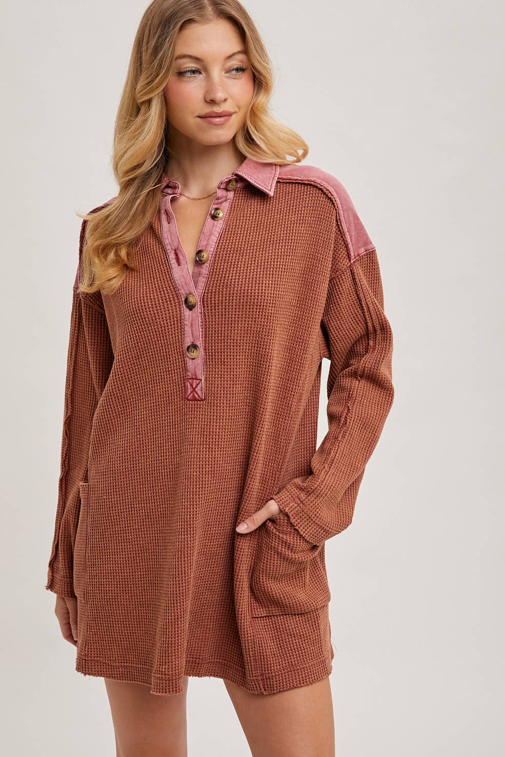 Bluivy - Wholesale Tunic - Women's - THERMAL HENLEY TUNIC SHIRT2