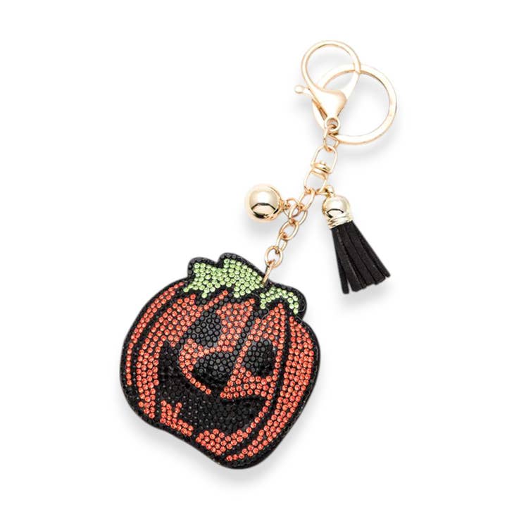 Jack o Lantern Halloween Pave Key Chain for wholesale by LA Jewelry Plaza